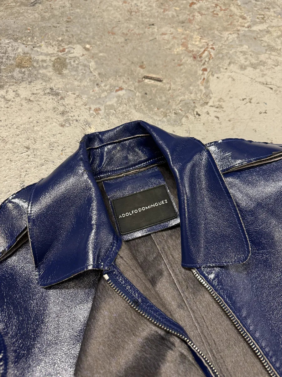 2000s Adolfo Domingez Racing Blue Leather Jacket hmfBRsu 8