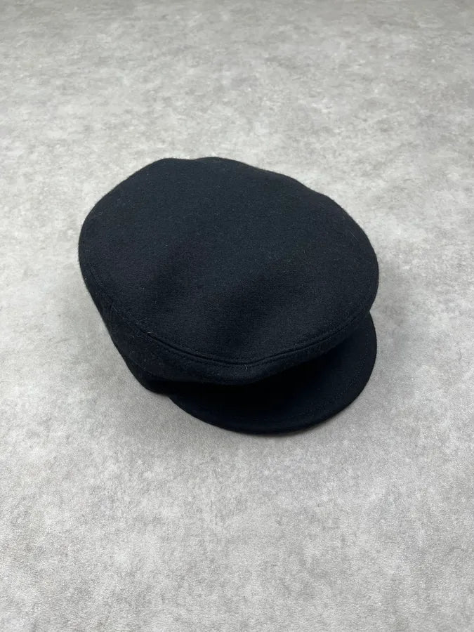 2000s Agnes B Black Wool Officer Hat hGlELue 4