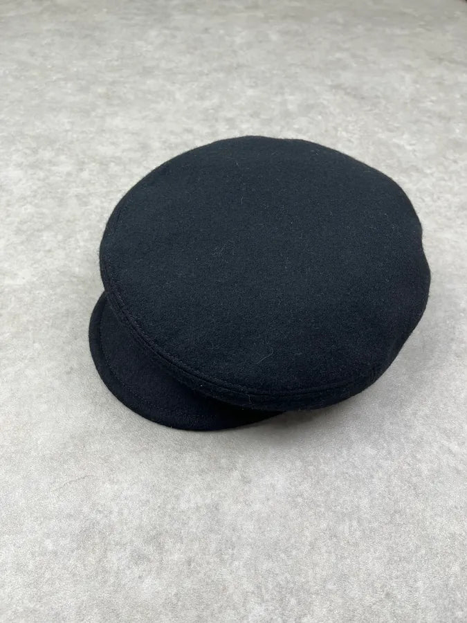 2000s Agnes B Black Wool Officer Hat hGlELue 5