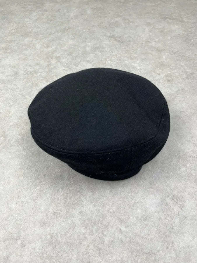 2000s Agnes B Black Wool Officer Hat hGlELue 6