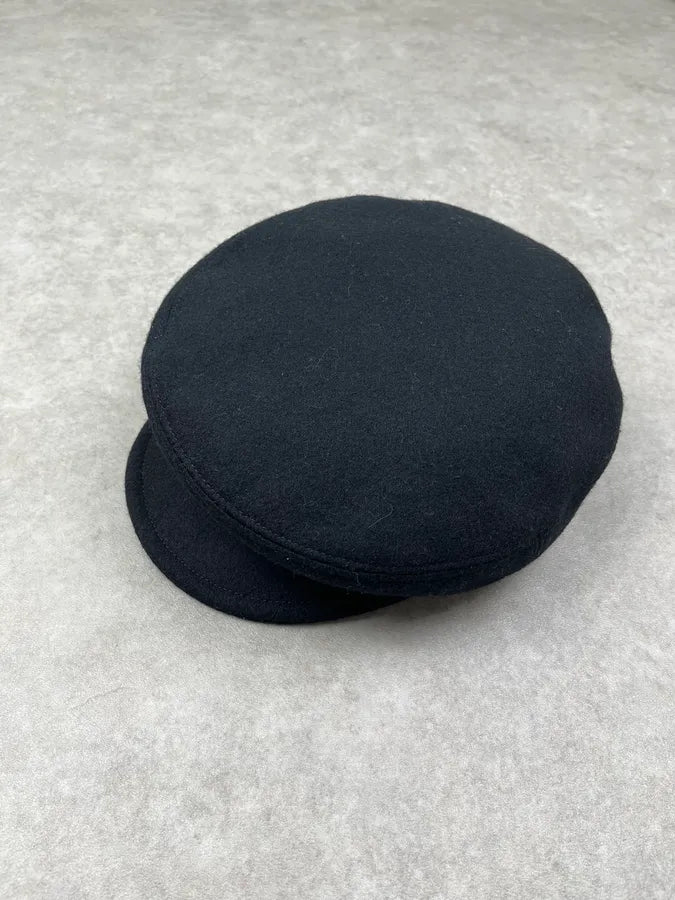 2000s Agnes B Black Wool Officer Hat hGlELue 3