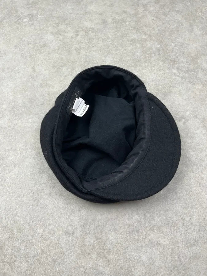 2000s Agnes B Black Wool Officer Hat hGlELue 7