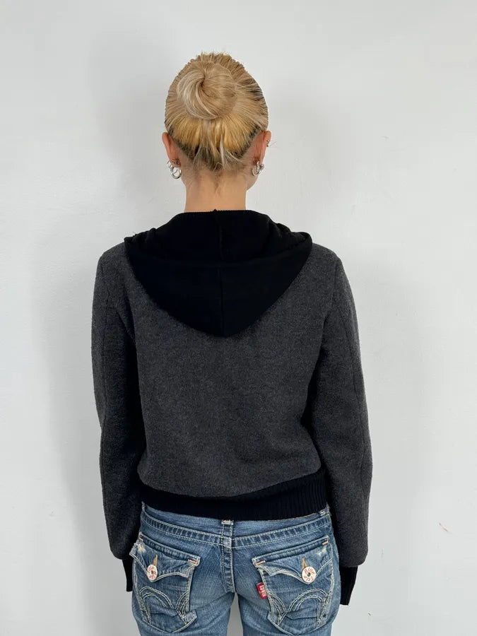 2000s Agnes B Dark Grey Wool & Cashmere Signature Jacket DldGrgj 2