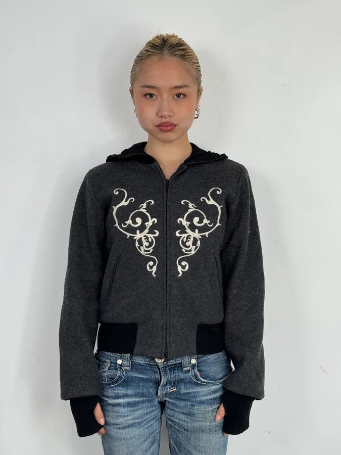 2000s Agnes B Dark Grey Wool & Cashmere Signature Jacket DldGrgj 1