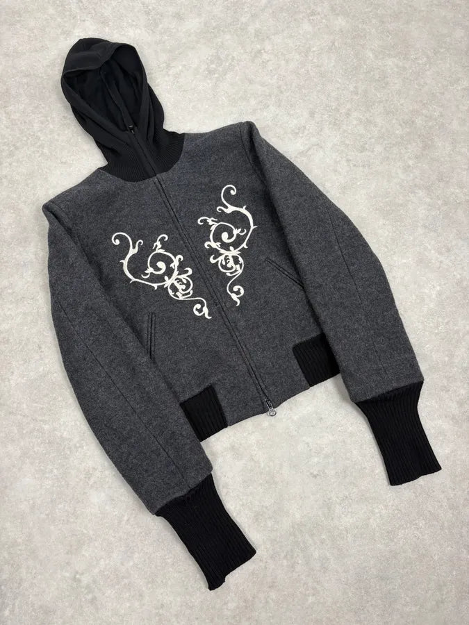2000s Agnes B Dark Grey Wool & Cashmere Signature Jacket DldGrgj 3