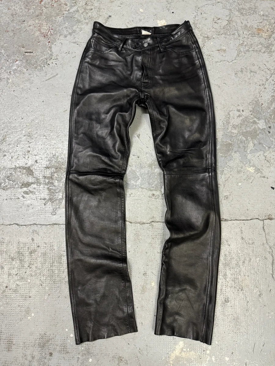 2000s Agnès B Black Leather Pants sSZOxbA 0