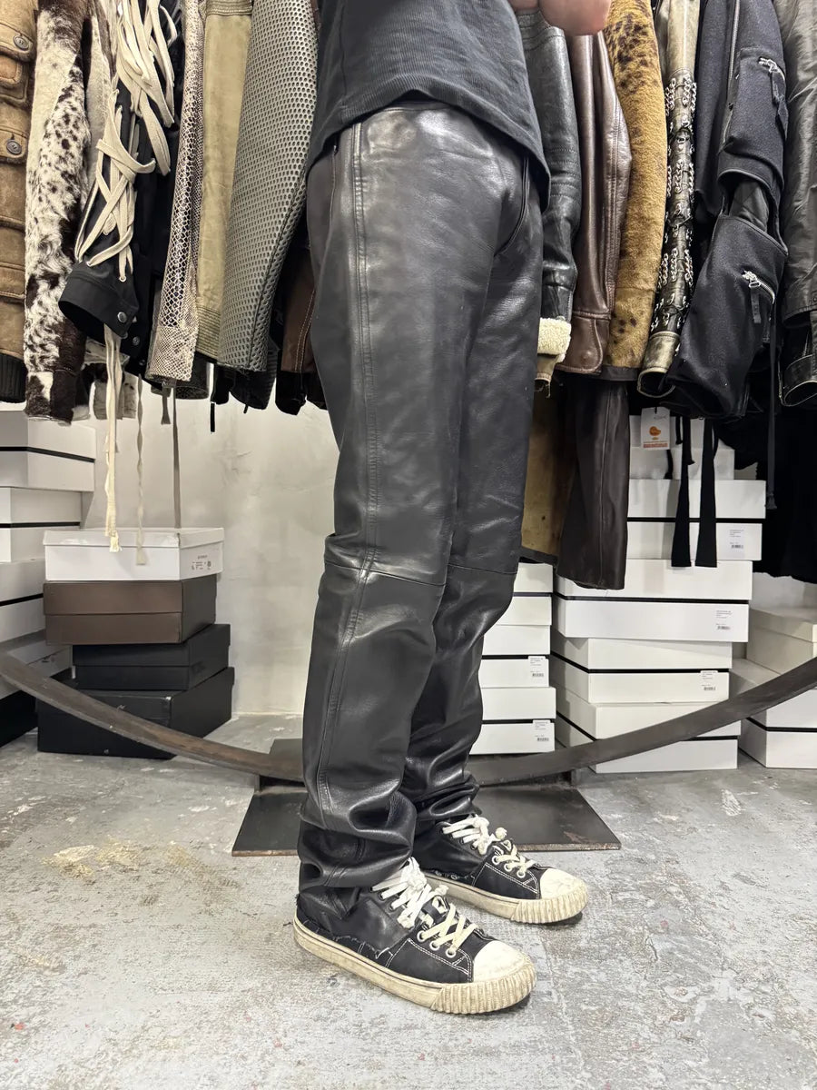 2000s Agnès B Black Leather Pants sSZOxbA 1