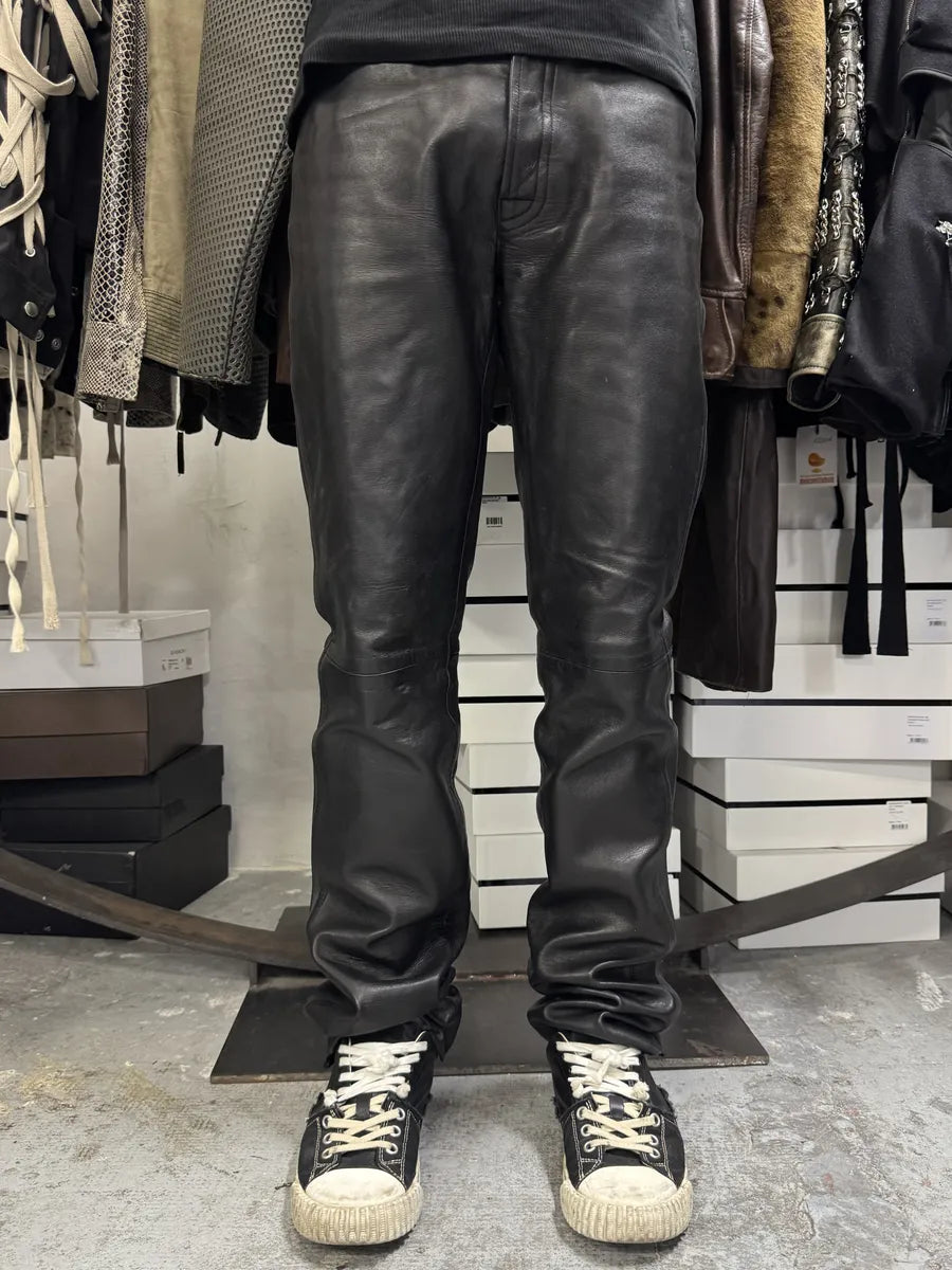 2000s Agnès B Black Leather Pants sSZOxbA 2