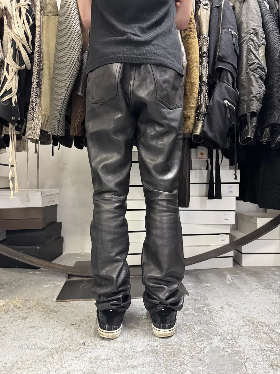 2000s Agnès B Black Leather Pants sSZOxbA 3