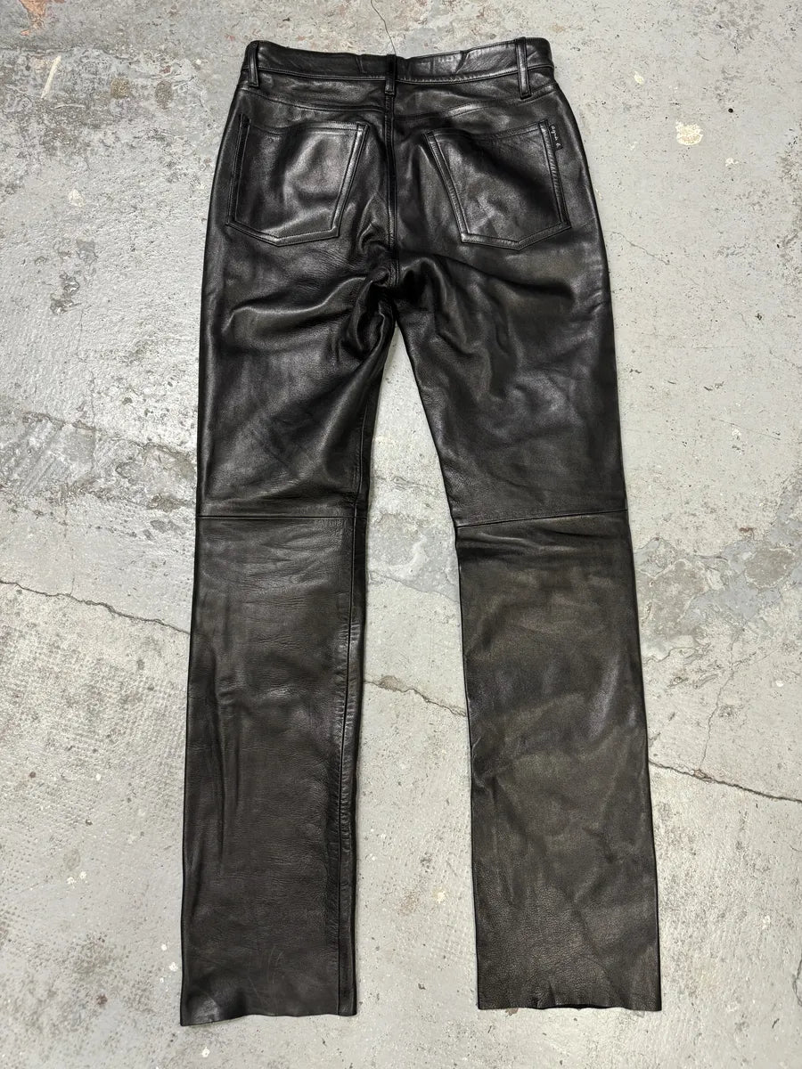 2000s Agnès B Black Leather Pants sSZOxbA 4