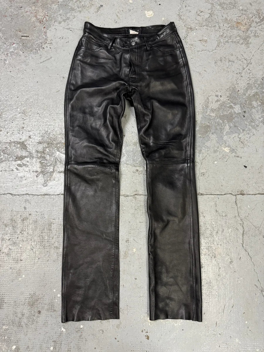 2000s Agnès B Black Leather Pants sSZOxbA 5
