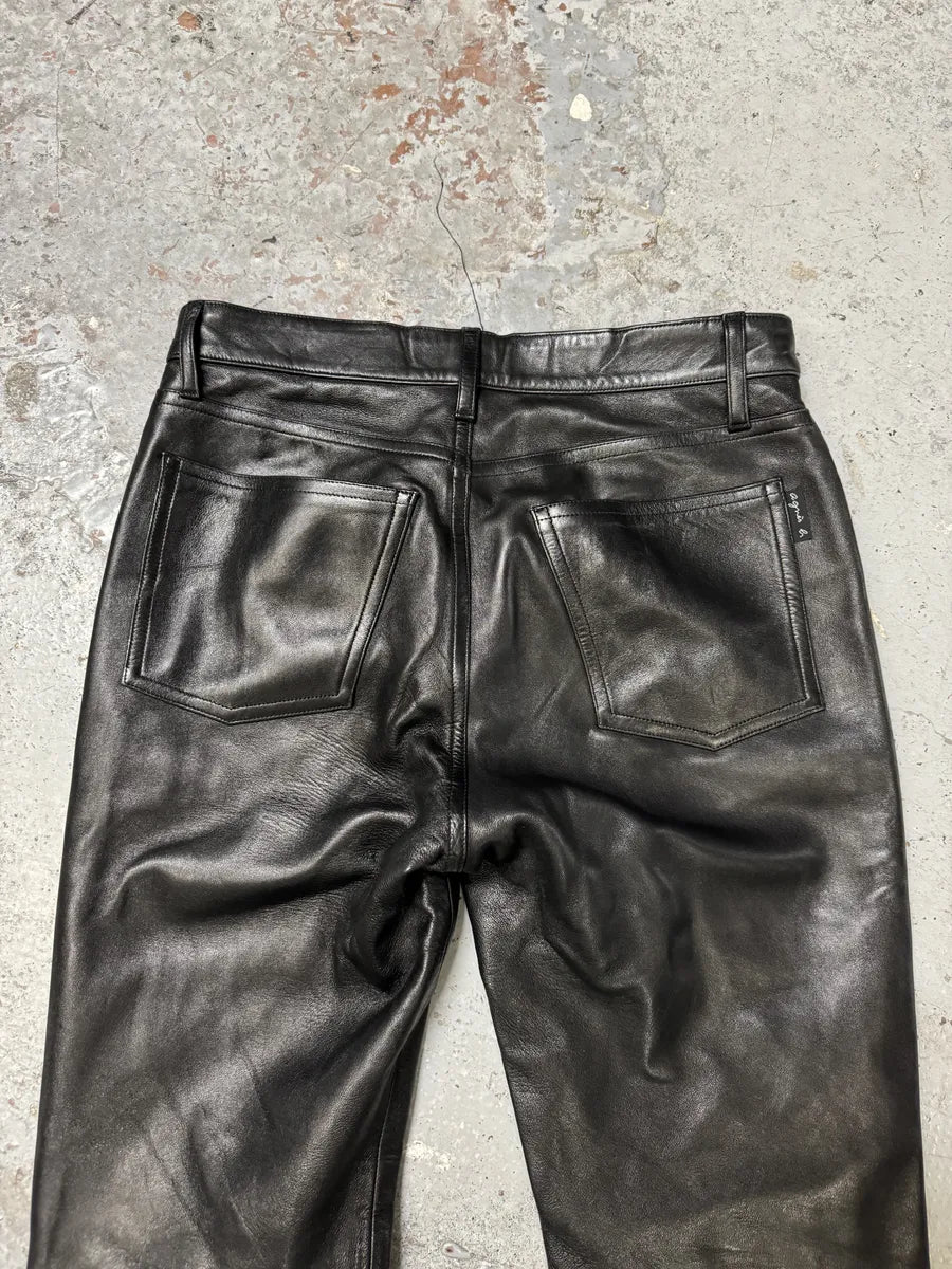 2000s Agnès B Black Leather Pants sSZOxbA 6