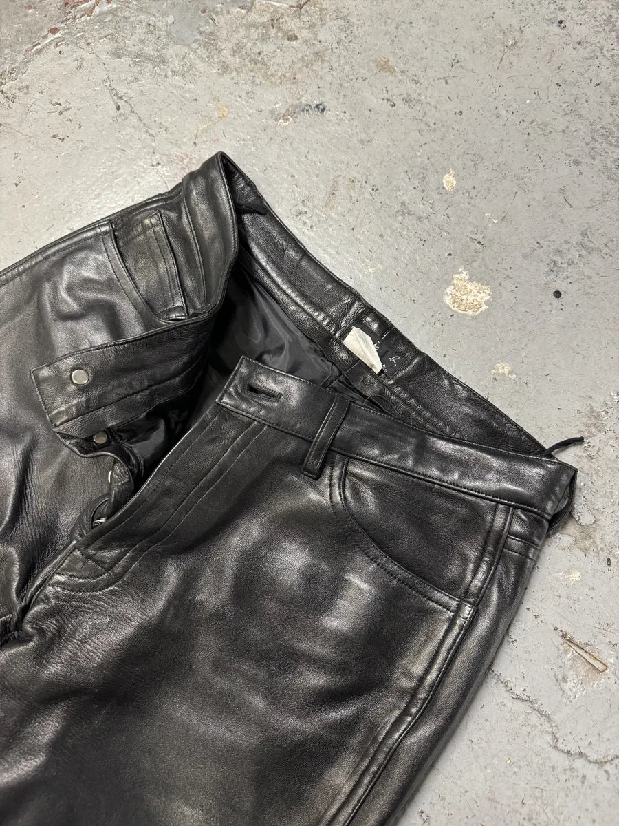 2000s Agnès B Black Leather Pants sSZOxbA 8