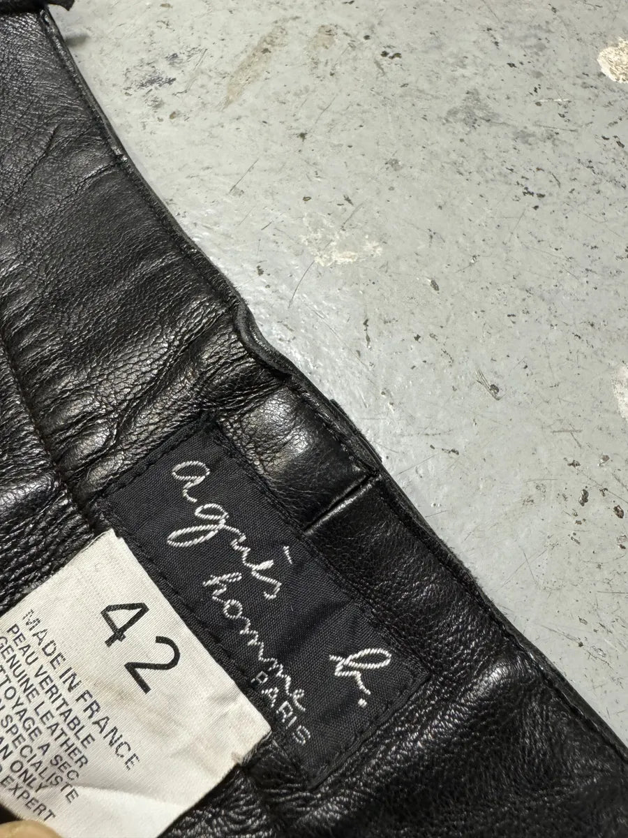 2000s Agnès B Black Leather Pants sSZOxbA 9