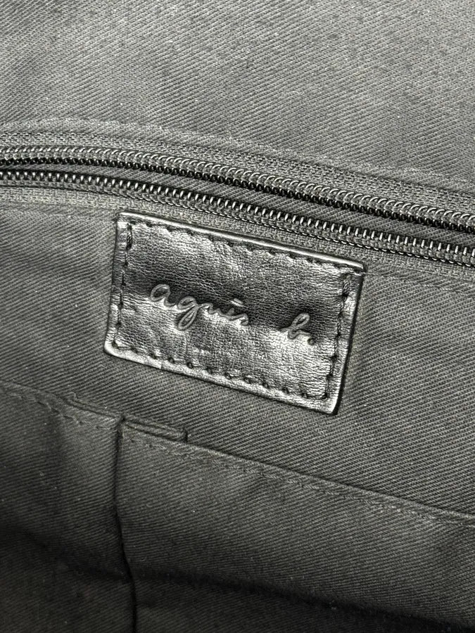 2000s Agnès B Black Leather Shoulder Bag BdnUanQ 6