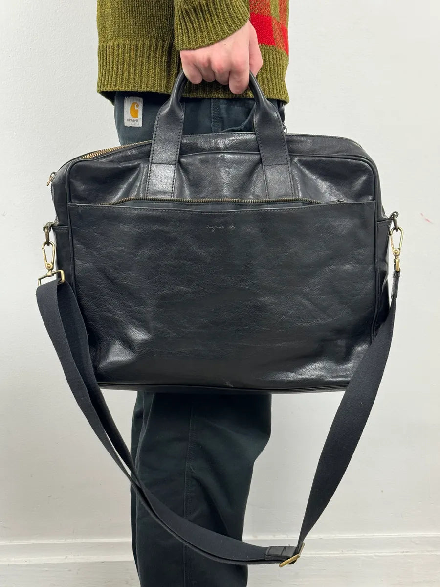 2000s Agnès B Black Leather Shoulder Bag BdnUanQ 1