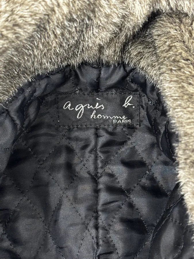 2000s Agnès B Black Fur Lined Chapka Hat yfHyWnr 8