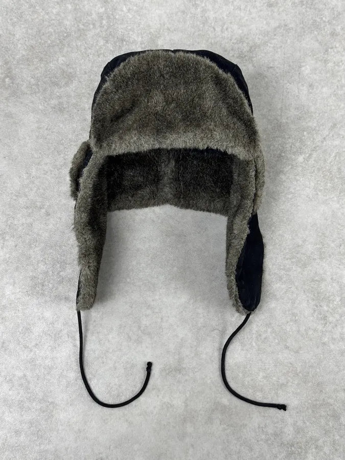 2000s Agnès B Black Fur Lined Chapka Hat yfHyWnr 4