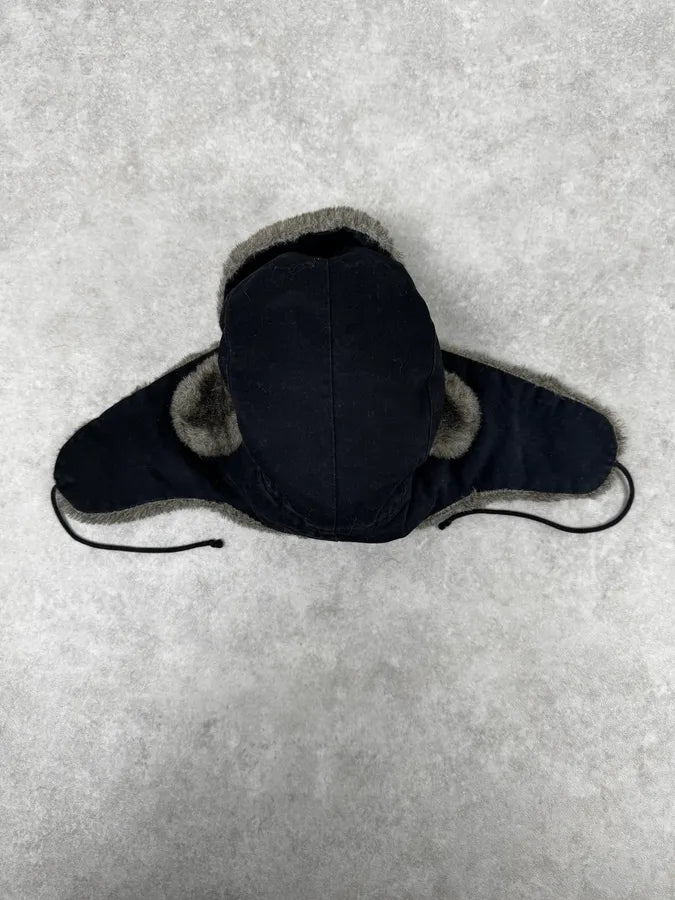 2000s Agnès B Black Fur Lined Chapka Hat yfHyWnr 6