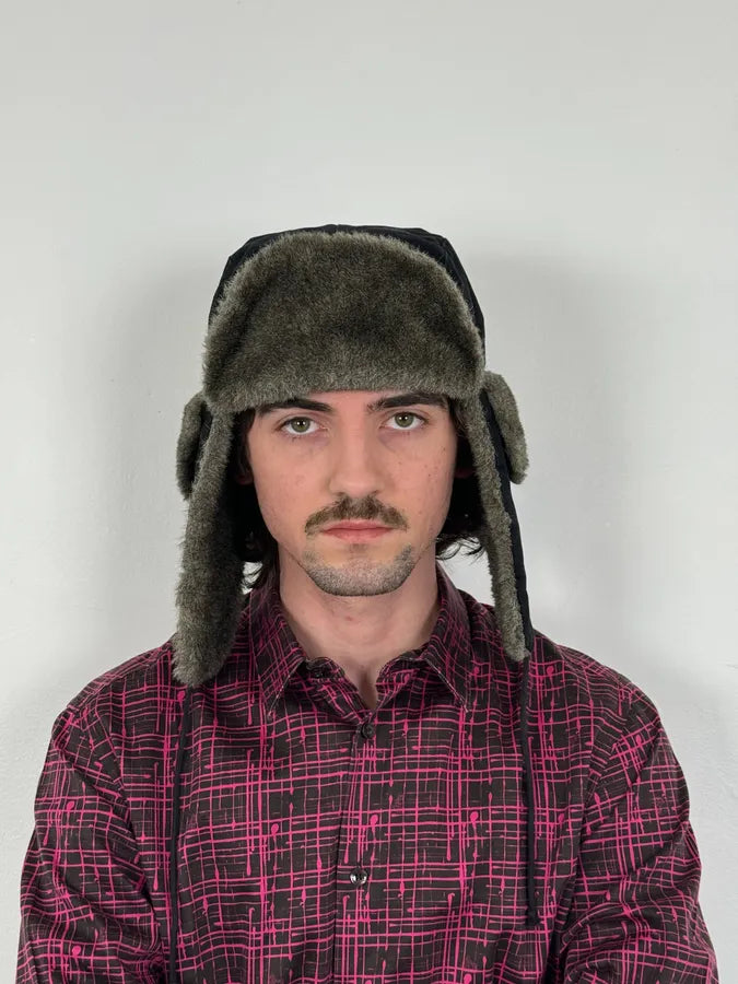 2000s Agnès B Black Fur Lined Chapka Hat yfHyWnr 1
