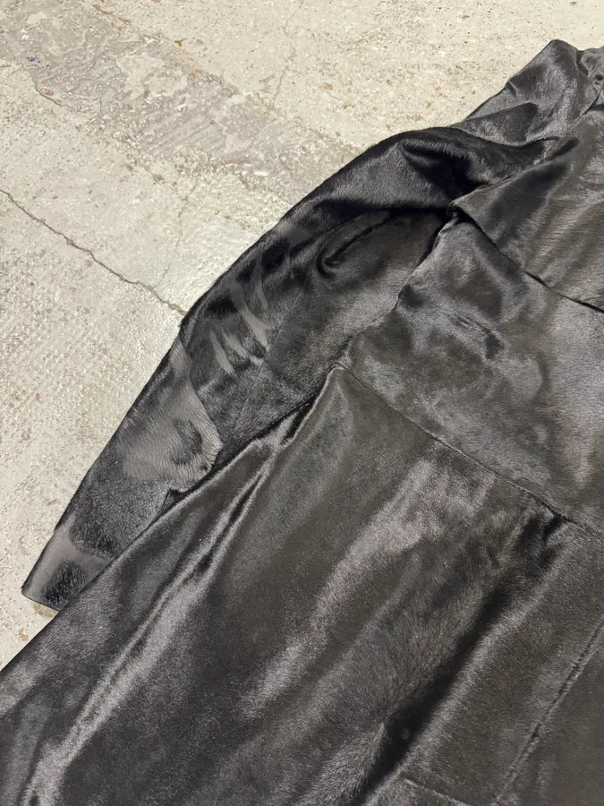 2000s Alexander McQueen Black Pony Hair Trench Coat dAxkjTK 11