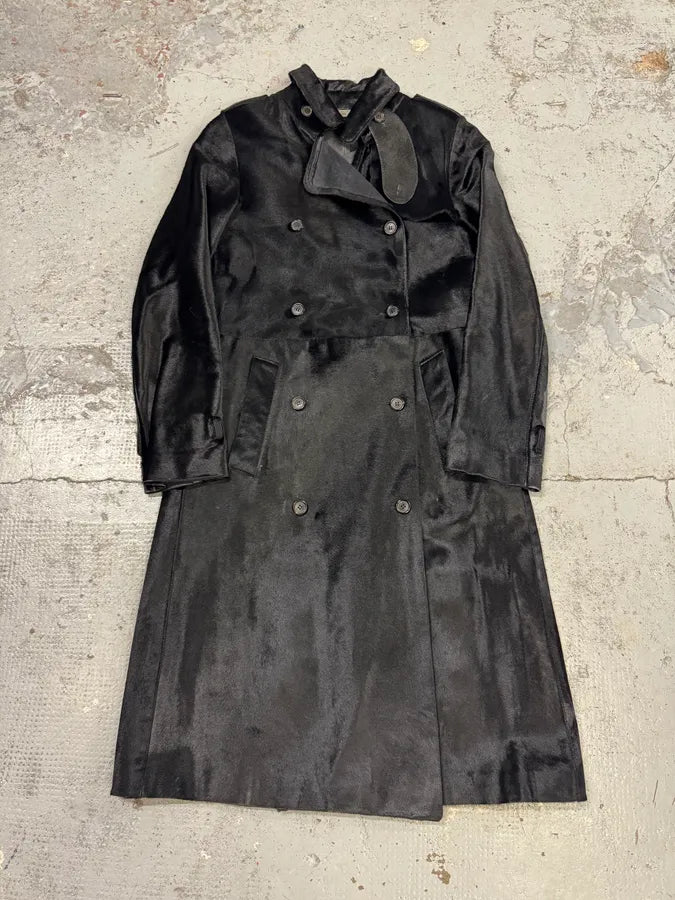 2000s Alexander McQueen Black Pony Hair Trench Coat dAxkjTK 6