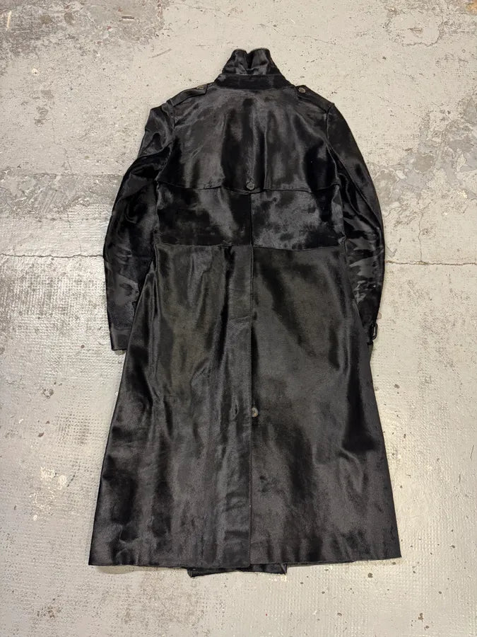 2000s Alexander McQueen Black Pony Hair Trench Coat dAxkjTK 7