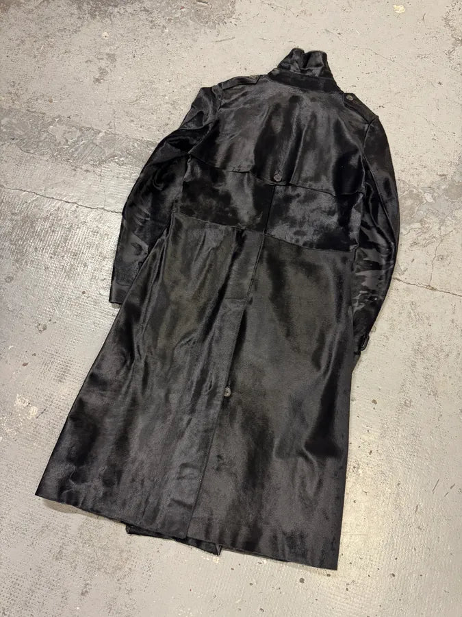2000s Alexander McQueen Black Pony Hair Trench Coat dAxkjTK 9