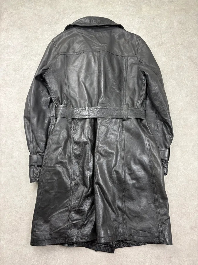 2000s Alexander McQueen Black Leather Double-Breasted Coat PApxyox 5