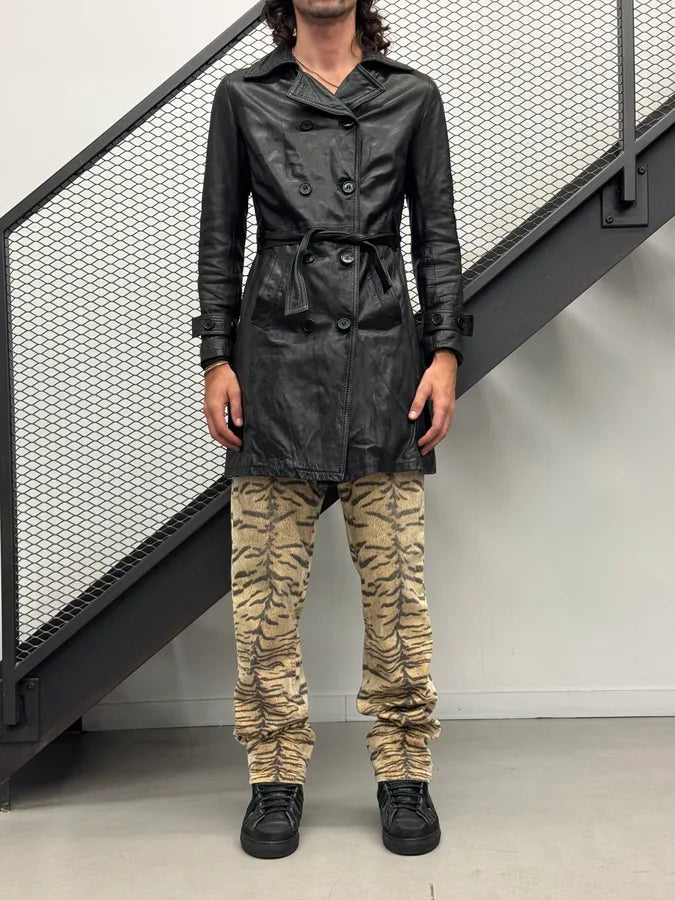 2000s Alexander McQueen Black Leather Double-Breasted Coat PApxyox 1