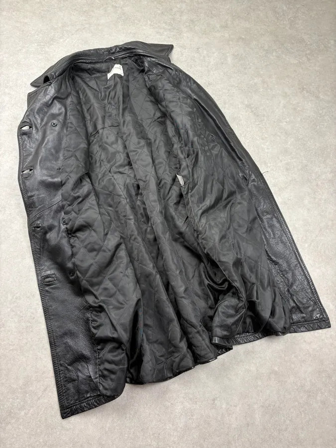 2000s Alexander McQueen Black Leather Double-Breasted Coat PApxyox 6