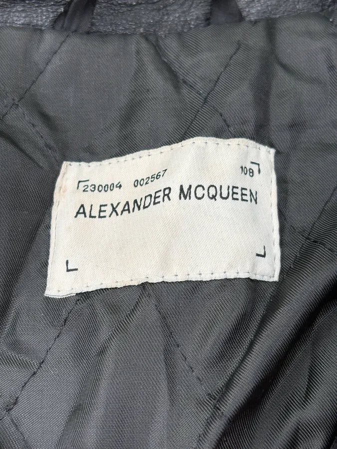 2000s Alexander McQueen Black Leather Double-Breasted Coat PApxyox 9