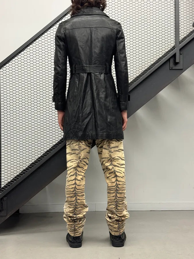 2000s Alexander McQueen Black Leather Double-Breasted Coat PApxyox 2