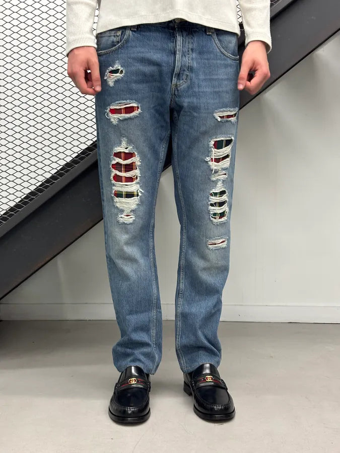 2010s Alexander McQueen Blue Denim Distressed Jeans euNaRyA 1