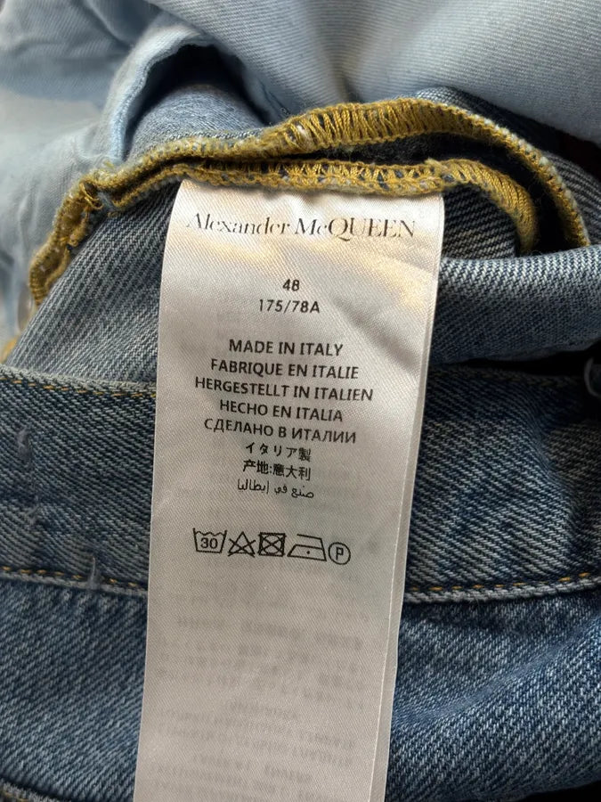 2010s Alexander McQueen Blue Denim Distressed Jeans euNaRyA 11