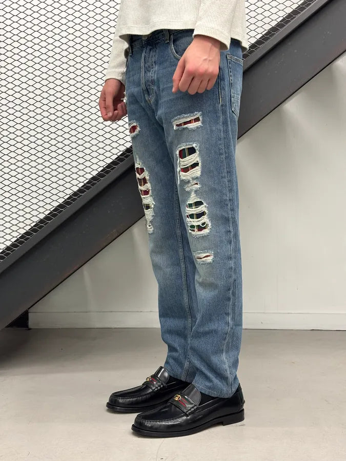 2010s Alexander McQueen Blue Denim Distressed Jeans euNaRyA 2