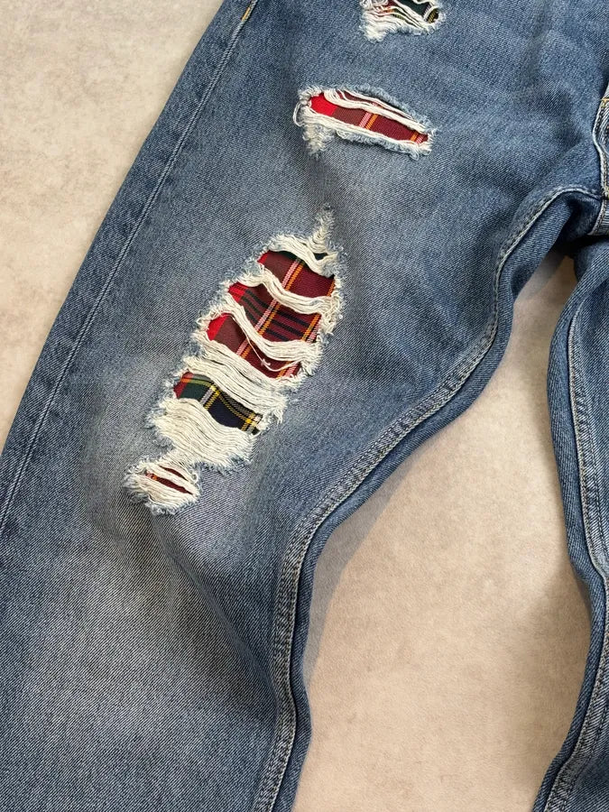 2010s Alexander McQueen Blue Denim Distressed Jeans euNaRyA 9