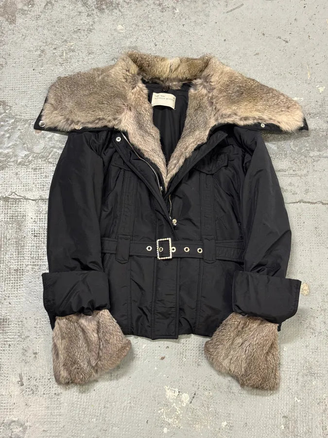 2000s Alexander McQueen Fur Puffer Black Jacket JiSbloJ 0