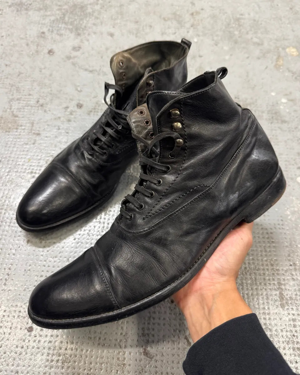 2000s Alexander Mcqueen Laced Black Leather Boots PoOnosO 0