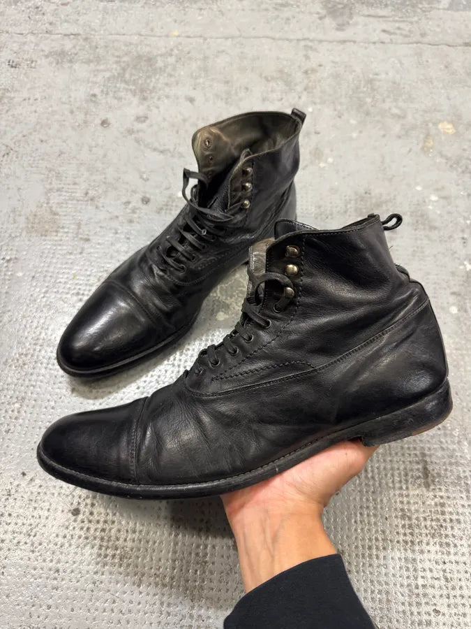 2000s Alexander Mcqueen Laced Black Leather Boots PoOnosO 1