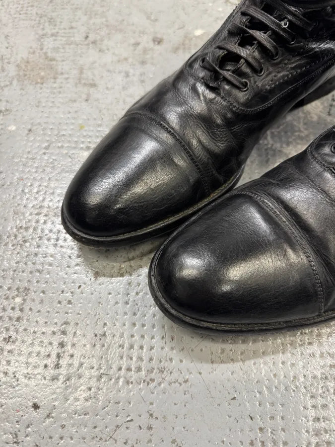 2000s Alexander Mcqueen Laced Black Leather Boots PoOnosO 2