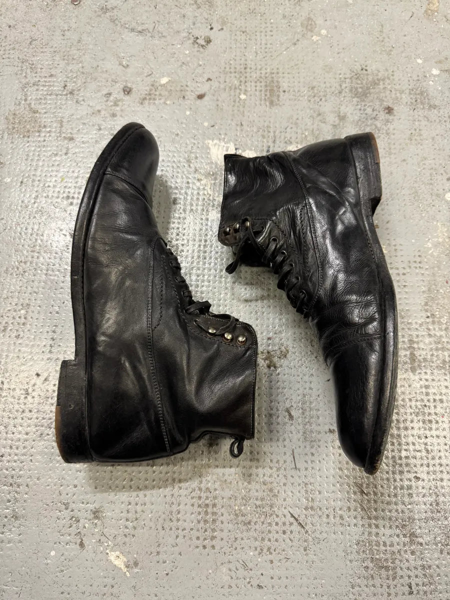 2000s Alexander Mcqueen Laced Black Leather Boots PoOnosO 3