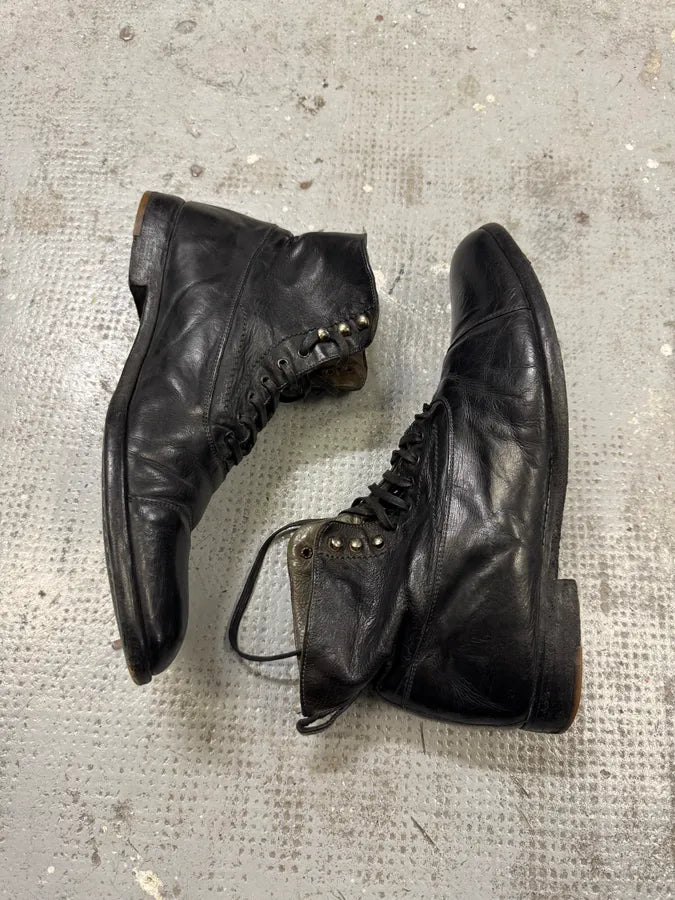 2000s Alexander Mcqueen Laced Black Leather Boots PoOnosO 7