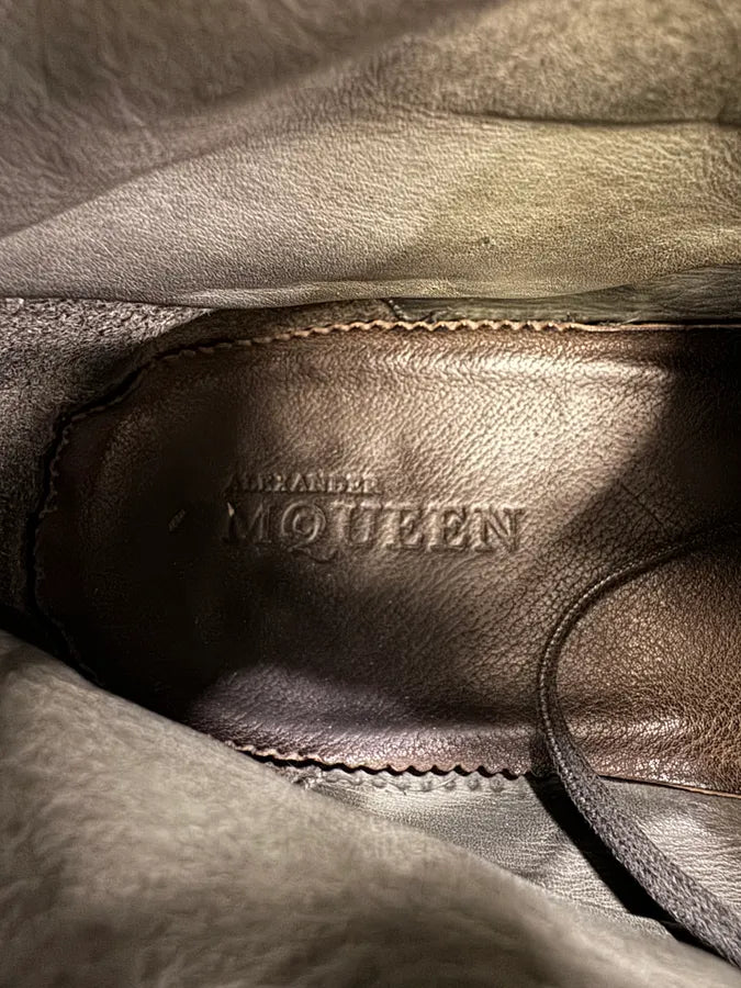 2000s Alexander Mcqueen Laced Black Leather Boots PoOnosO 8