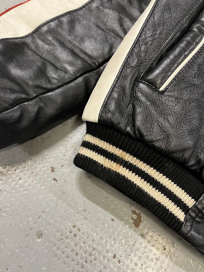 2000s Algeria Traditional Black Leather Bomber Jacket YuGKCbx 9