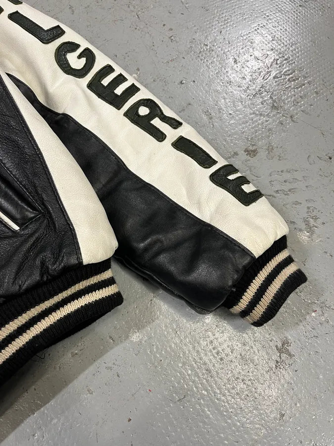 2000s Algeria Traditional Black Leather Bomber Jacket YuGKCbx 10