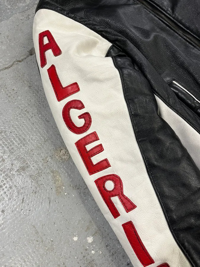 2000s Algeria Traditional Black Leather Bomber Jacket YuGKCbx 11