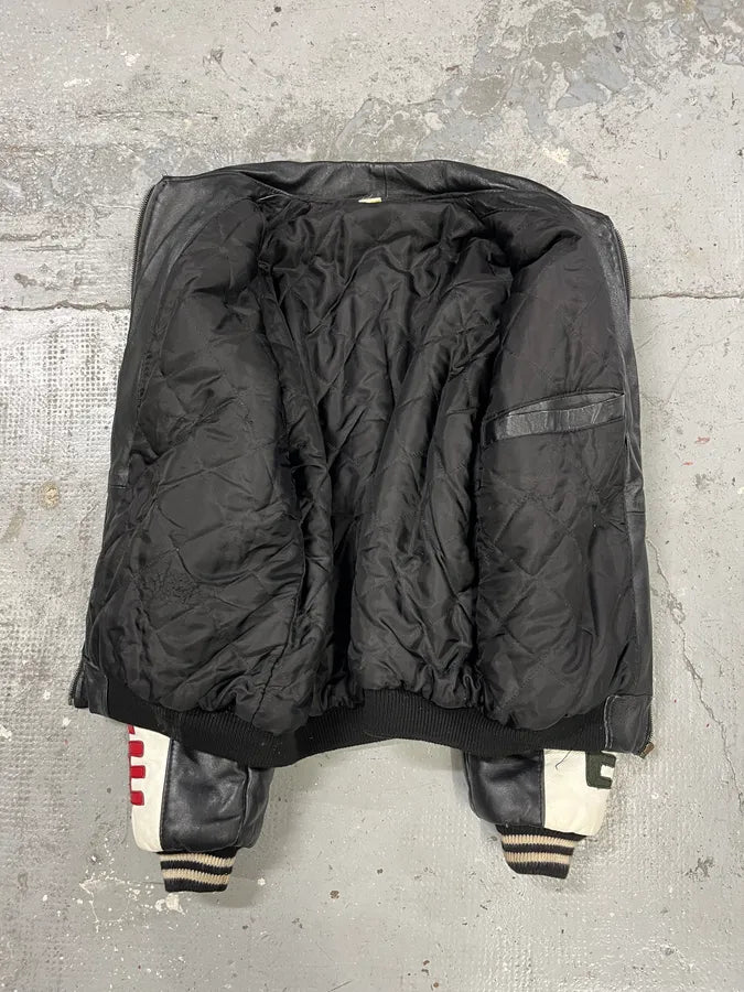 2000s Algeria Traditional Black Leather Bomber Jacket YuGKCbx 12