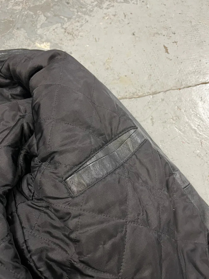 2000s Algeria Traditional Black Leather Bomber Jacket YuGKCbx 13