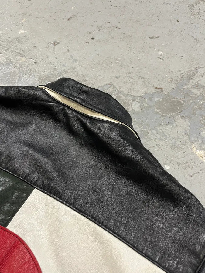 2000s Algeria Traditional Black Leather Bomber Jacket YuGKCbx 5